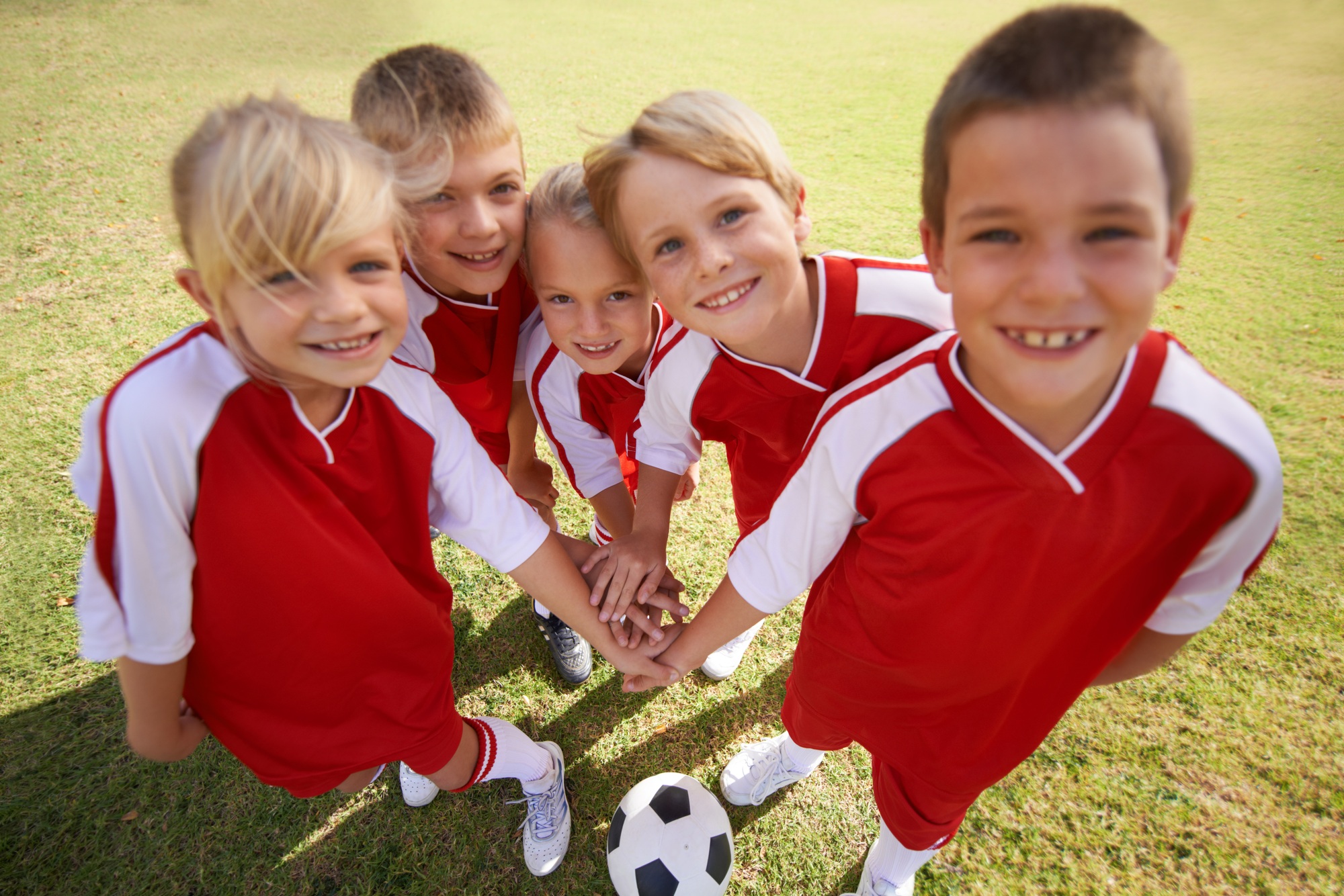 The field holds promise. Shot of a childrens soccer team.